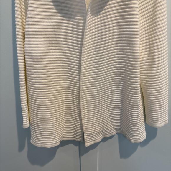 Talbots Petites Sweater Women Large Petite Cream Ecru Open Front Ribbed Cardigan - Picture 4 of 9